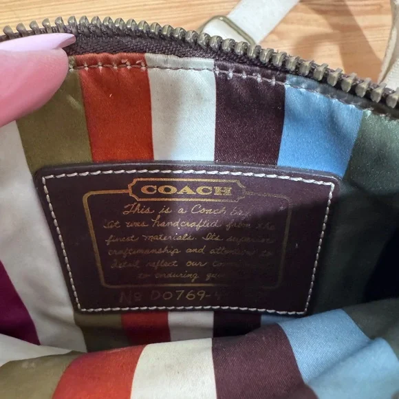 Coach Beige Leather Messenger Bag with Canvas Strap - Picture 3 of 6